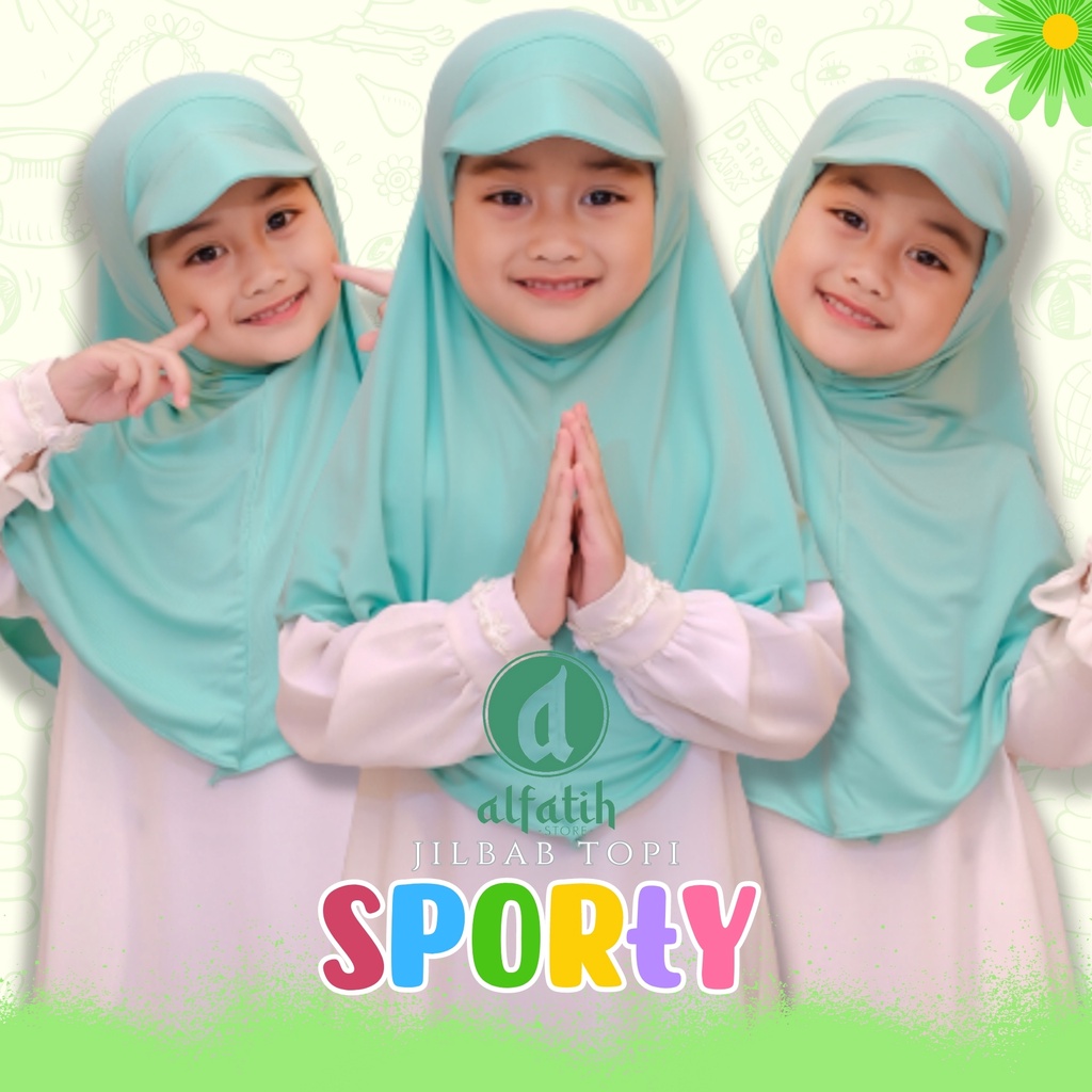 ALFATIH STORE/JILTOP/ Jilbab Topi sporty SD / Jilbab Murah/IANAH