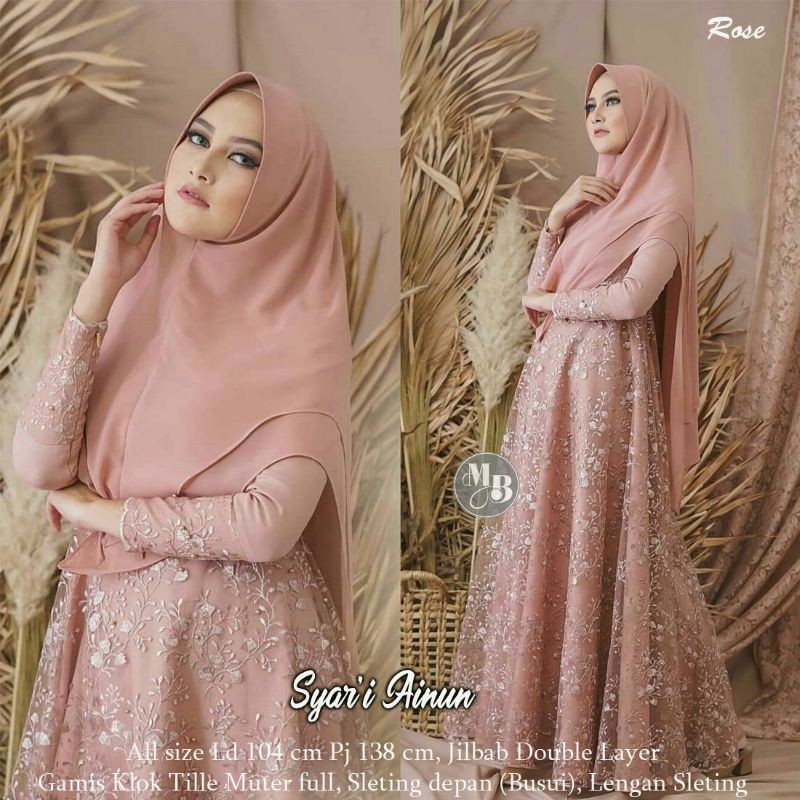 GROSIR SYAR'I AINUN/FREE HIJAB/GAMIS BROKAT /GAMIS PESTA/GAMIS MODERN MB002