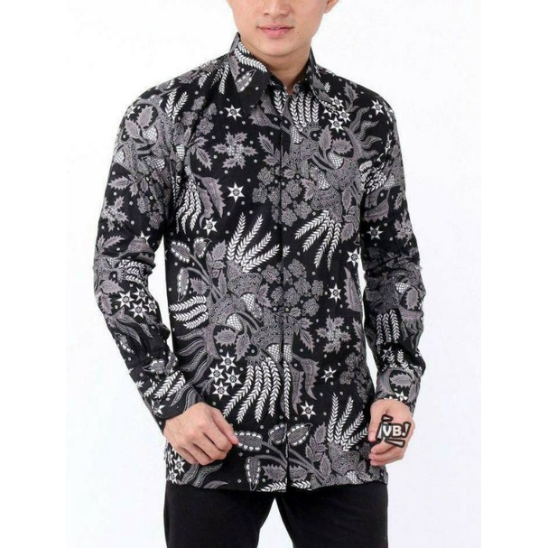 Baju Batik Pria Lengan Panjang Motif Blarak Abu