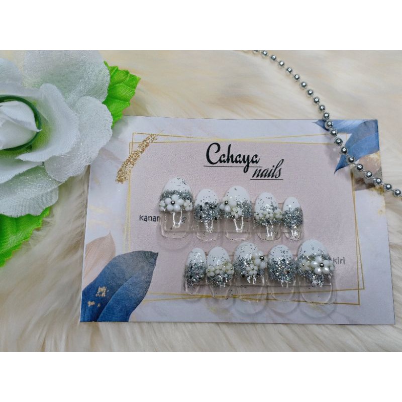 KUKU PALSU WEDDING/NAIL ART 3D/KUKU PALSU PENGANTIN PUTIH/ PA