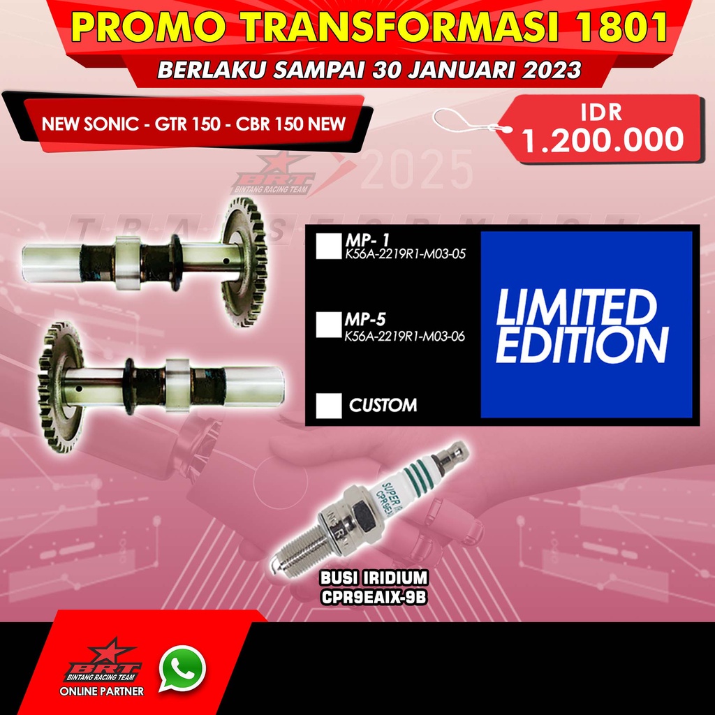 PROMO MASTER CAM BRT NEW SONIC GTR 150 CBR 150 NEW