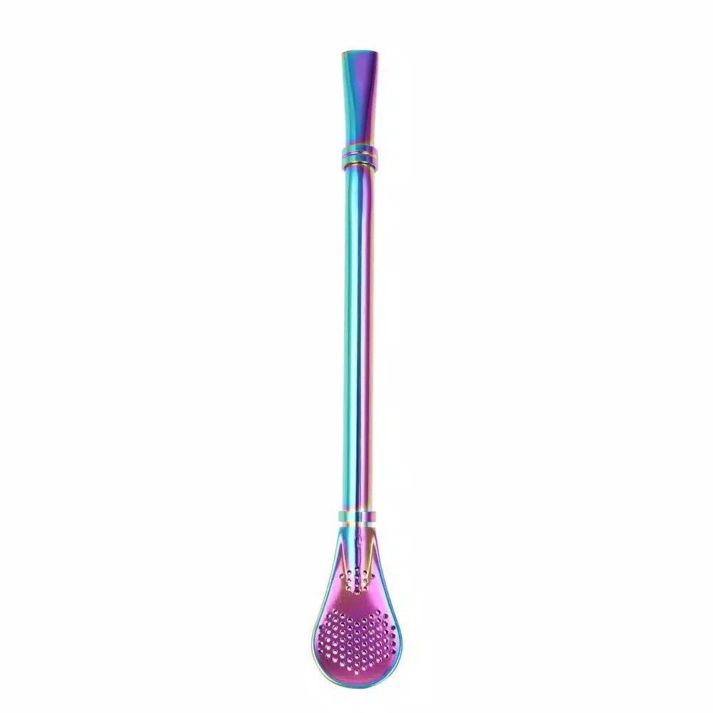 Sedotan sendok stainless warna / sendok sedotan unik / sendok teh stainless / sendok kopi stainless-Multicolour