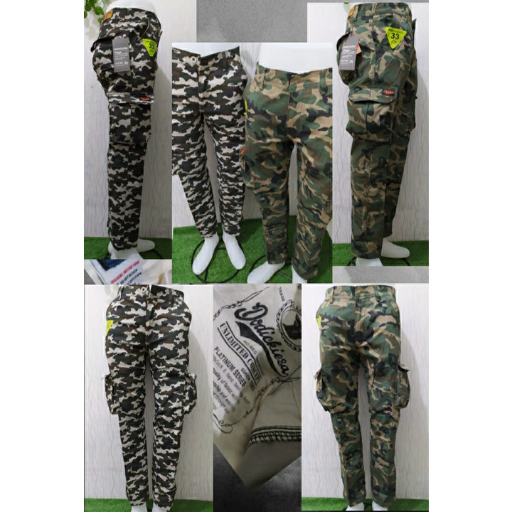Celana Cargo Panjang Pria Jumbo Army Loreng