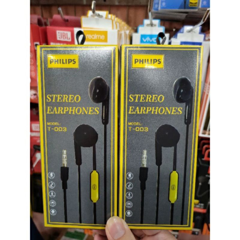 HF HEADSET/EARPHONE PHILIPS TYPE T-003 + MIC STEREO EARPHONE SUARA BASS