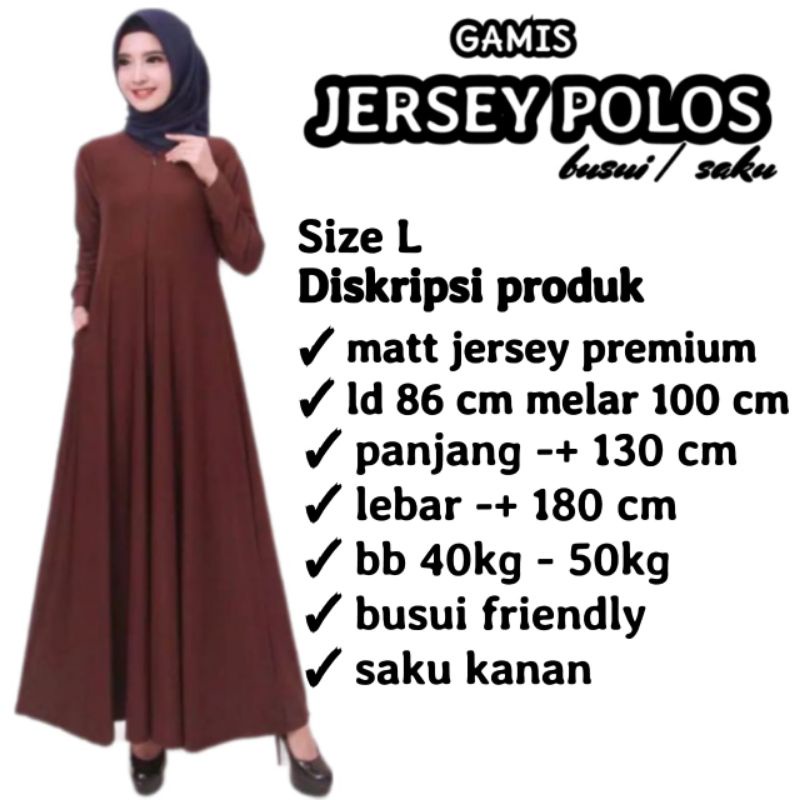 Fashion Muslim Gamis JERSEY POLOS premium tebal saku busui murah terlaris promo (1kg 3pcs)