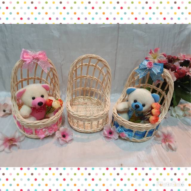 K63M - Keranjang rotan PREMIUM kasur bayi kecil oval M 19x13x7cm hampers parcel kado pernikahan lama