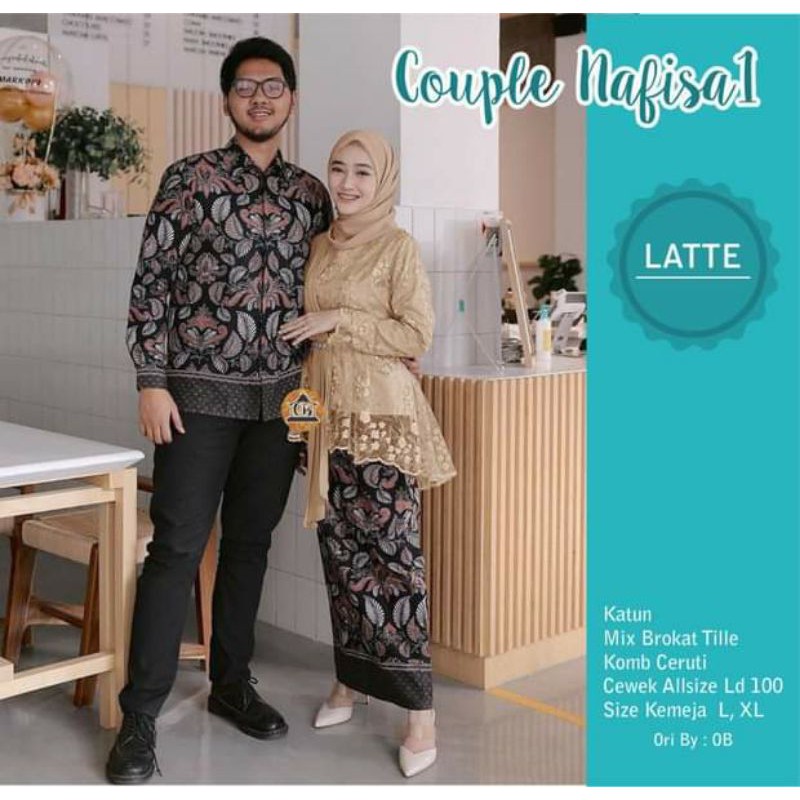 KEBAYA COUPLE SEMI PRANCIS Katun BAHAN KEBAYA SEMI FRANCE CORNELI COUPLE DANILLA BATIK COUPLE Pink-Latte