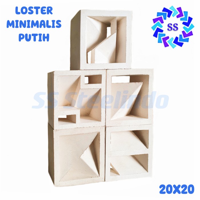 LOSTER - ROSTER BETON MINIMALIS (LUBANG ANGIN) 20x20x10CM PUTIH