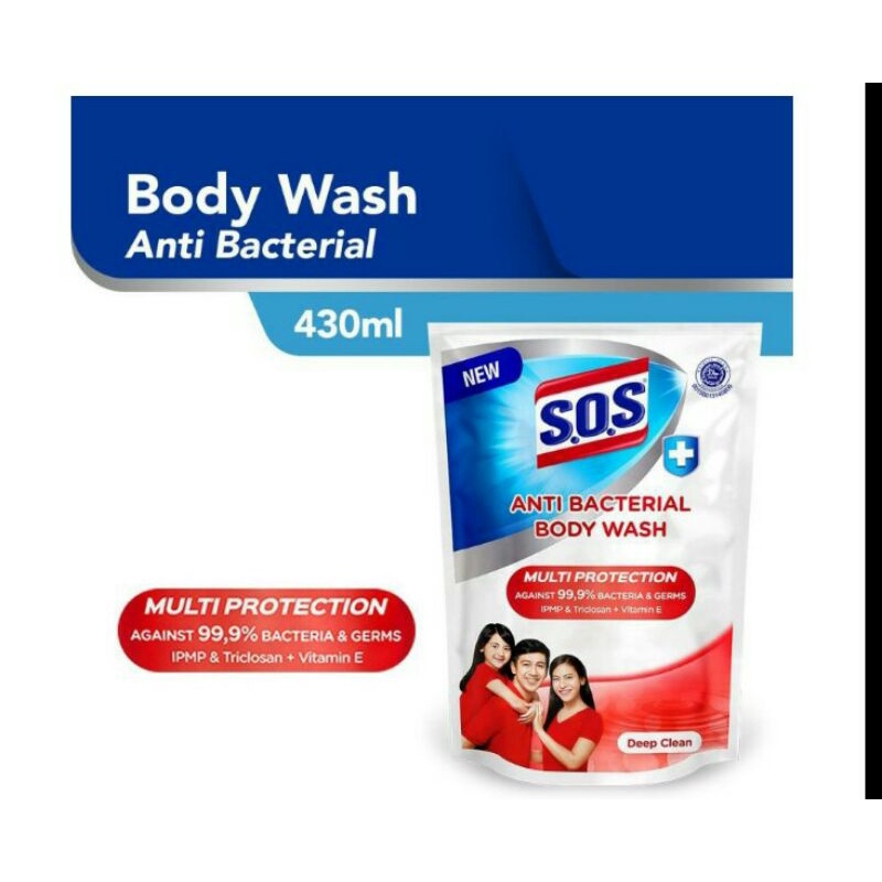 SOS Body Wash Anti Bacterial Deep Clean Refill 430ml