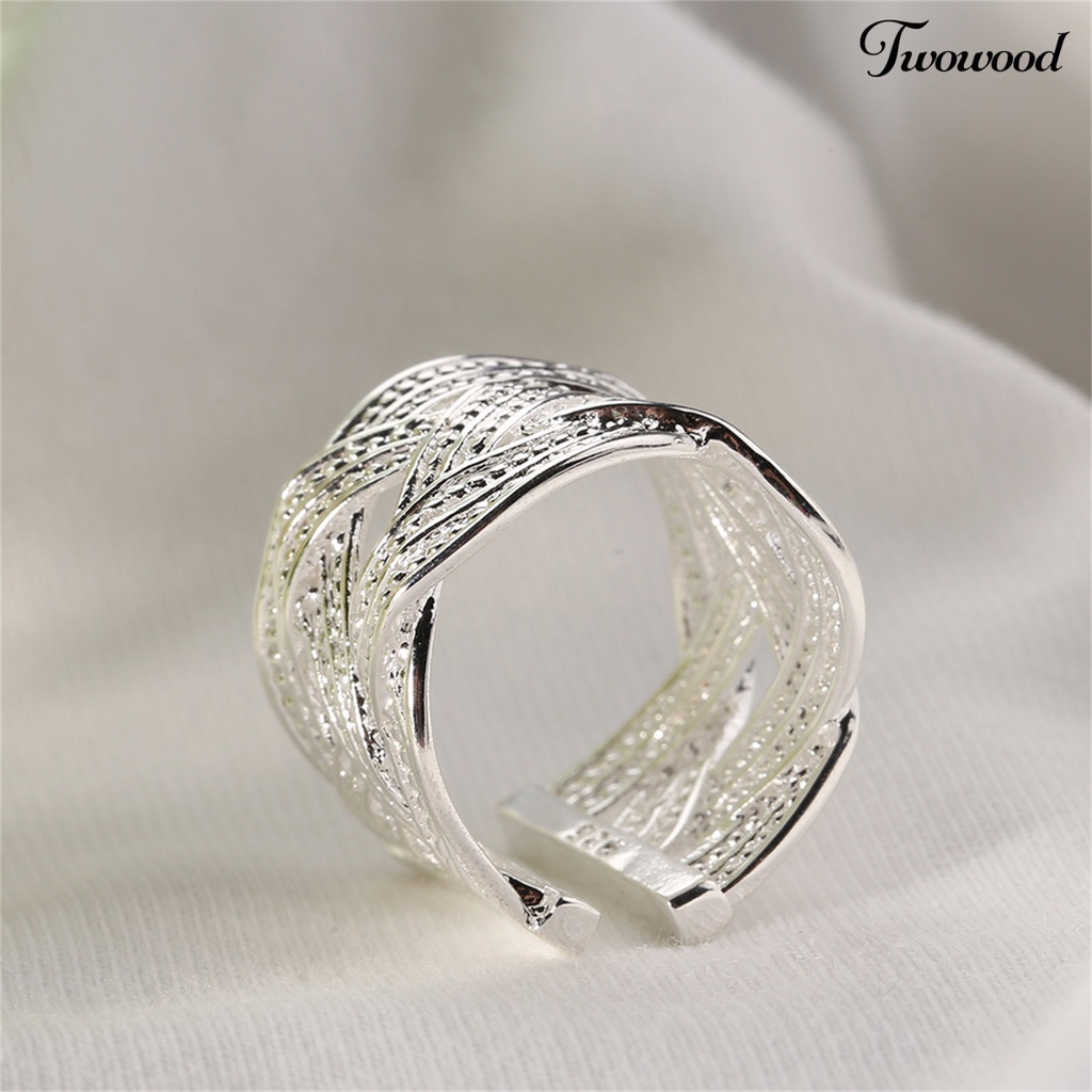 Cincin Model Terbuka Bahan 925 Silver Plated Gaya Etnik Untuk Wanita