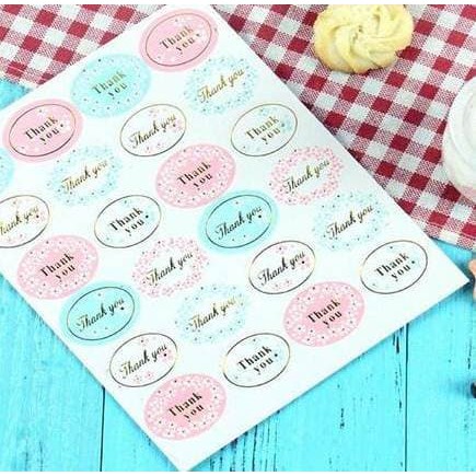 Paper Tags Sticker &quot;THANK YOU&quot; - Oval Letter (1sheet/24pcs)