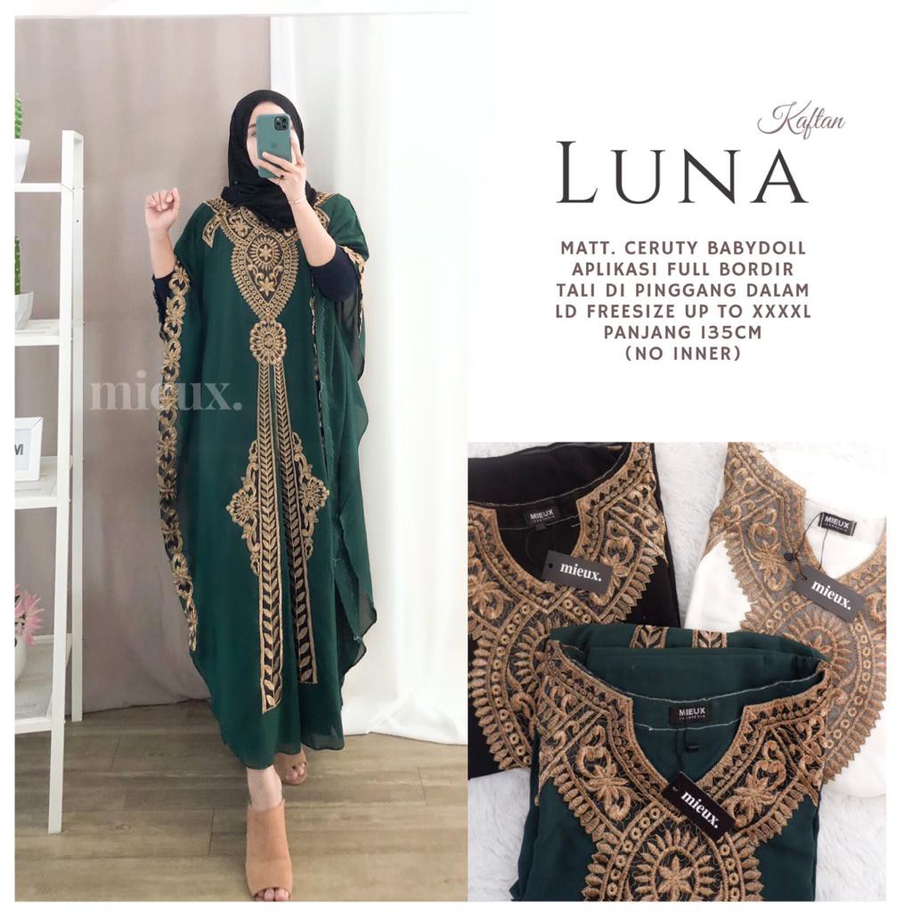 RHS ~ luna kaftan kaftan premium bahan ceruty babydoll ori solo by mieux hijab
