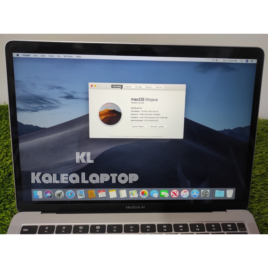 Macbook Air RETINA 2018 Core i5 1,6Ghz RAM 8 SSD 256 SUPER MULUS NO MINUS