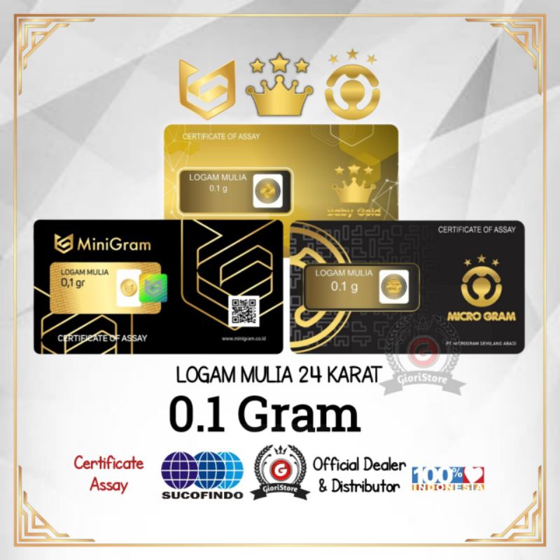 EMAS MINI 0.1 GRAM LOGAM MULIA 24 KARAT DIJAMIN ASLI ORIGINAL