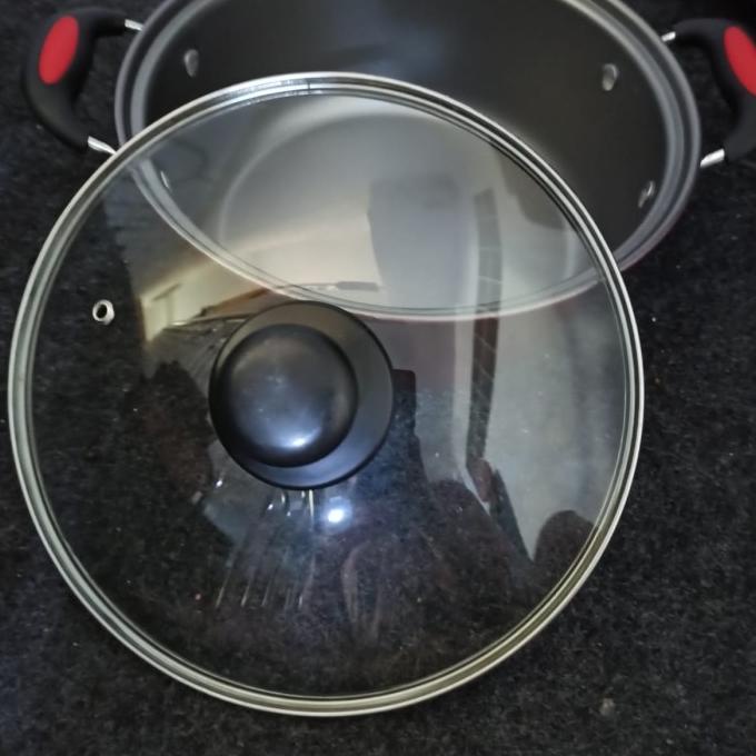 Panci Sop Teflon Ada Tutup Kaca 24 Cm X 10 Cm