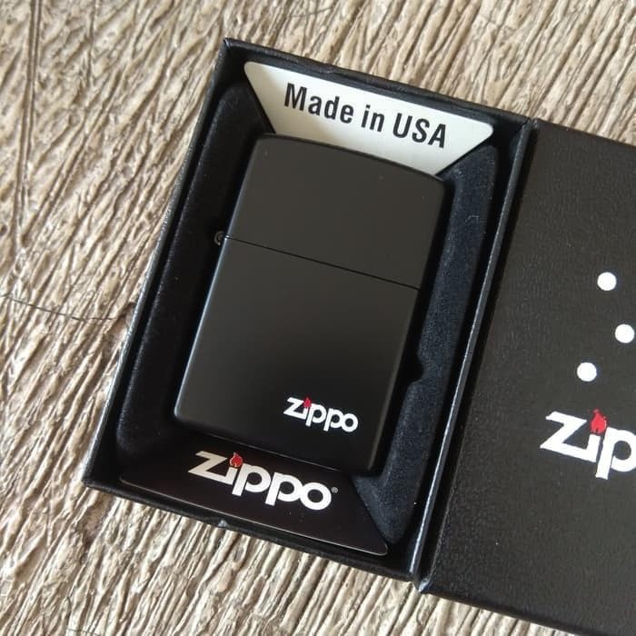 Korek Api Zippo Matte Hitam Logo Bawah Grade Ori