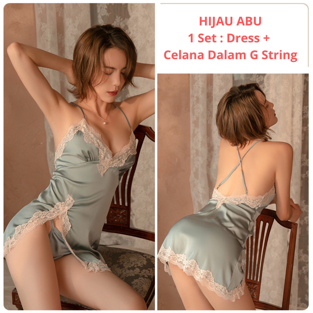 Lingerie Seksi Baju Tidur Lace Seksi Gaun Malam Seksi Free Celana Dalam G String 893