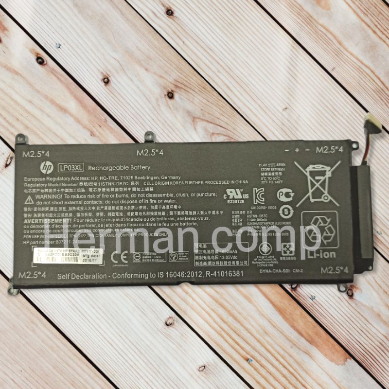 Original Baterai Laptop HP Envy 14-J 15-AE M6-P LP03XL HSTNN-DB7C