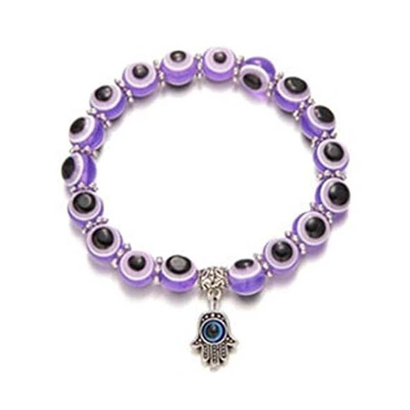 Gelang Tangan Manik-Manik Resin Elastis Desain Evil Eye Fatima Turki Untuk Pria / Wanita