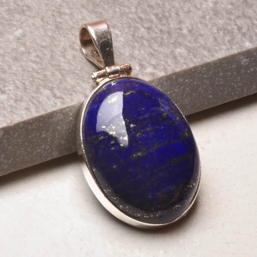 Natural Lapis Lazuli Gemstone Pendant 925 Sterling Silver JWG139