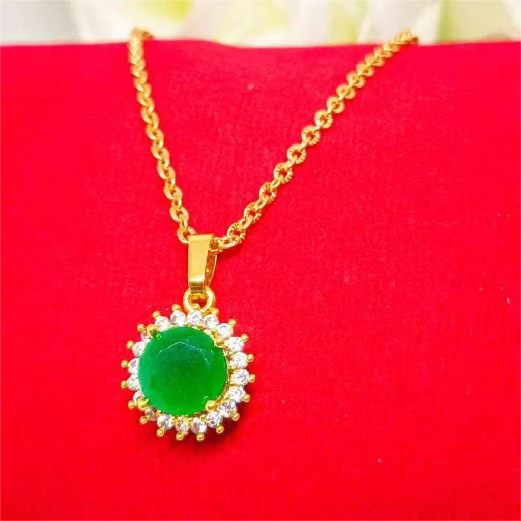 jewelry Kalung Titaniun Wanita Permata Perhiasan aksesoris Lapis Alloy Emas Muda Love Karat Asli Panjang Muda