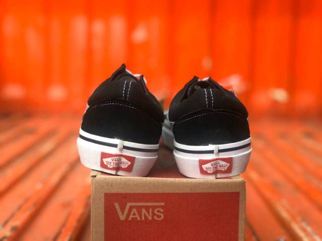 SEPATU43 VANS SLIP ON CATUR FULL BLACK HITAM COKLAT OLDSKOOL ERA SK8