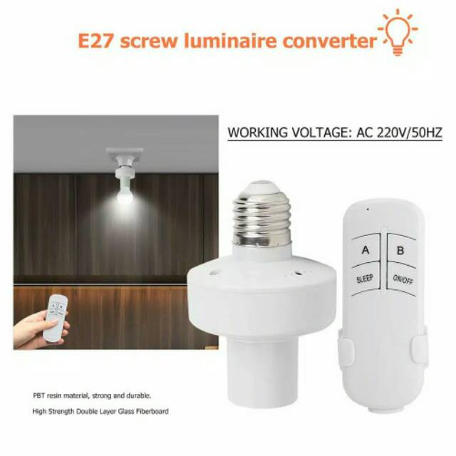 Fitting Lampu E27 dengan Remote Control Wireless