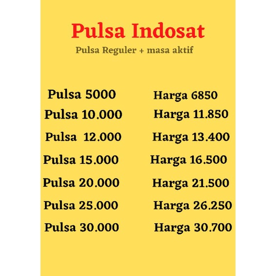 ISI ULANG PULSA INDOSAT 5k-30k
