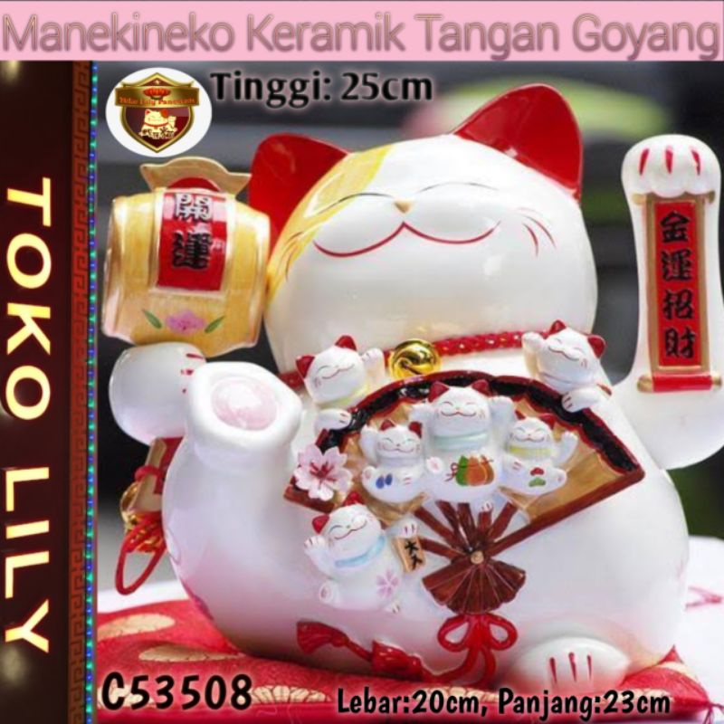 Manekineko Ceramic Large / Maneki Neko Keramik Tangan Goyang Besar