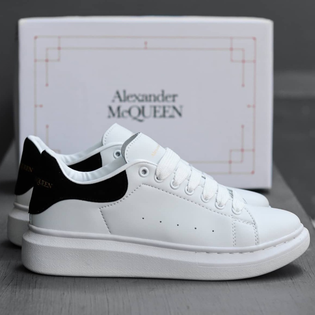 Sepatu Alexander Mc Queen Sneakers Pria Wanita Putih Hitam White Black Mcqueen