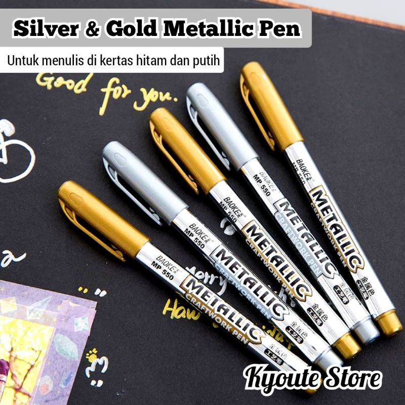 

Metallic Pen Silver dan Gold Baoke Spidol Marker Menggambar Doodling