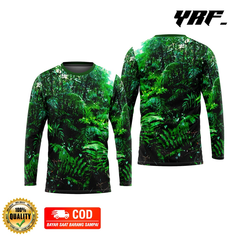 Kaos Jersey Berburu Lengan Panjang Camo Baju Kamuflase Hunting  Motif Forest 3D Murah 01