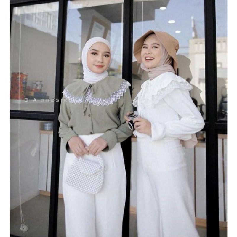Kemeja Wanita Lengan Kerut Premium Murah Orisolofashion