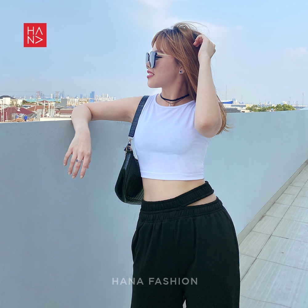 Hana Fashion - Sandra Slit Loose Pants Celana Panjang - LP035