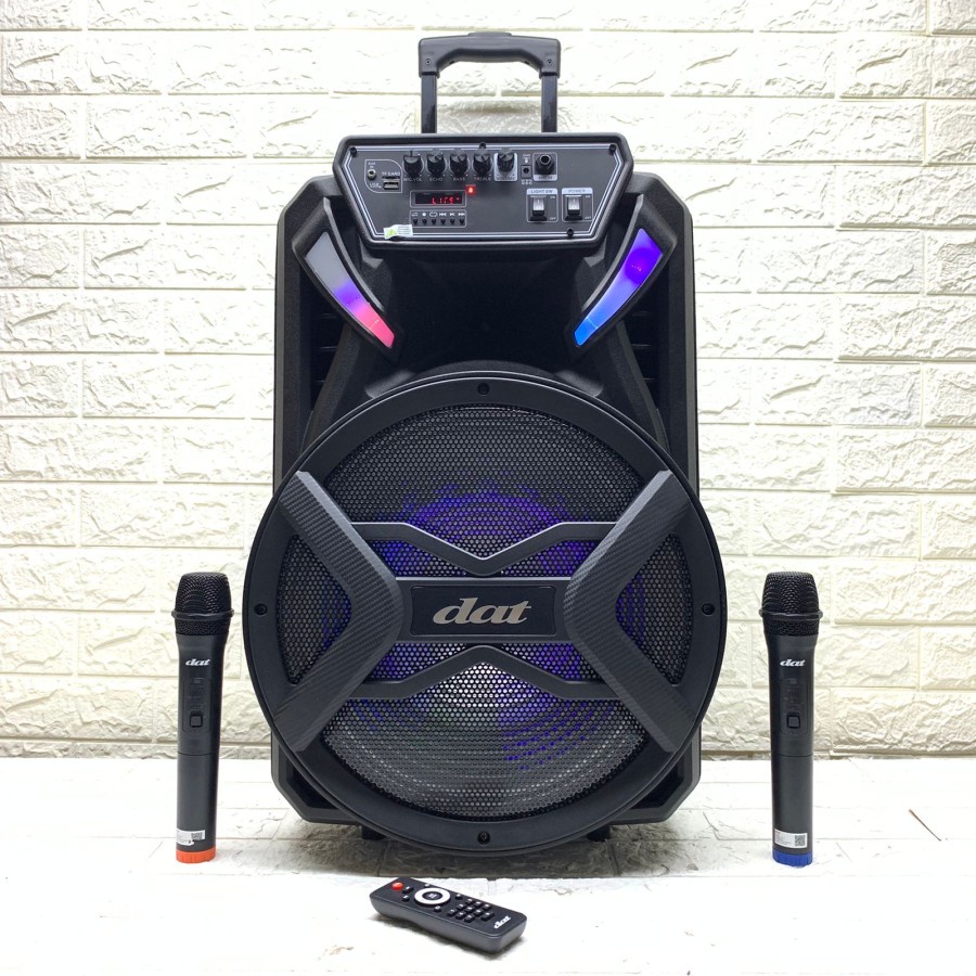 SPEAKER PORTABLE BLUETOOTH DAT 15INCH DT 1509 X 2 AMPLIMEETING SUPER BASS BONUS 2 MIC
