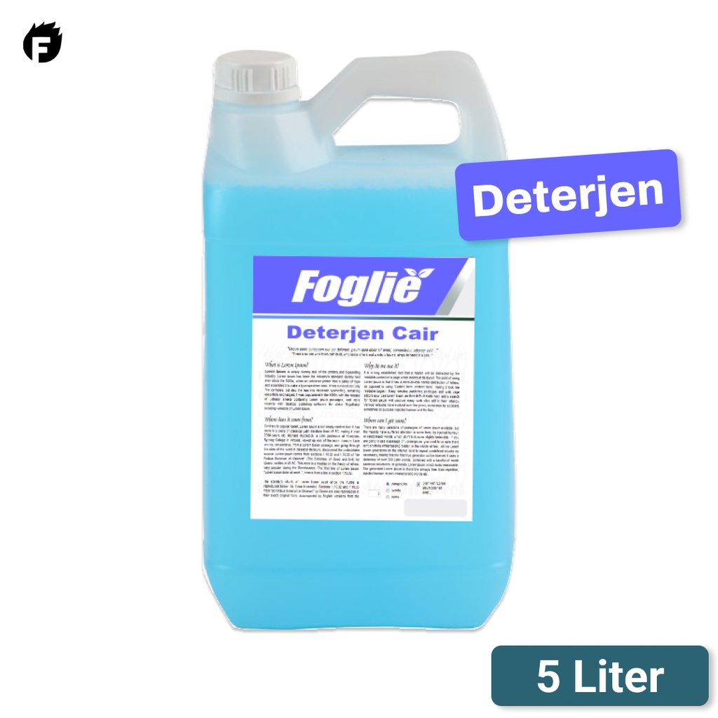 Deterjen Cair Premium Foglie 5 Liter - Detergent Cair, Detergen Laundry