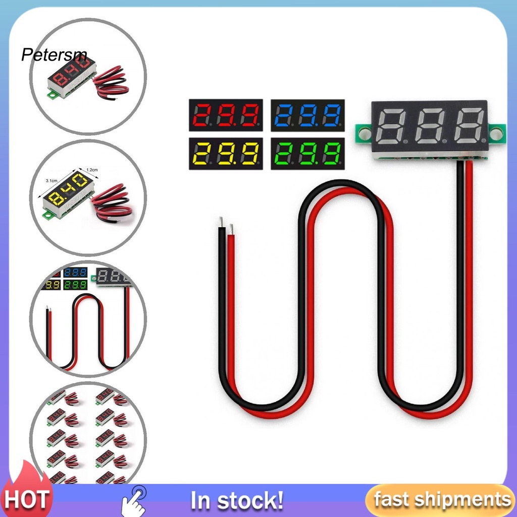 PP   Four Colors Mini Voltmeter Two-Wire Display Panel Voltage Tester Easy Installation for Car