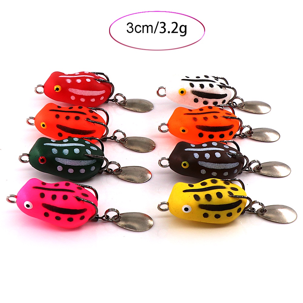 Umpan Casting 3cm/3.2g Soft Frog Lure Umpan Katak Casting Umpan Pancing Floating Bait 3D Eyes soft frog killer Top Water Fishing Lure With Sequins Umpan Ikan