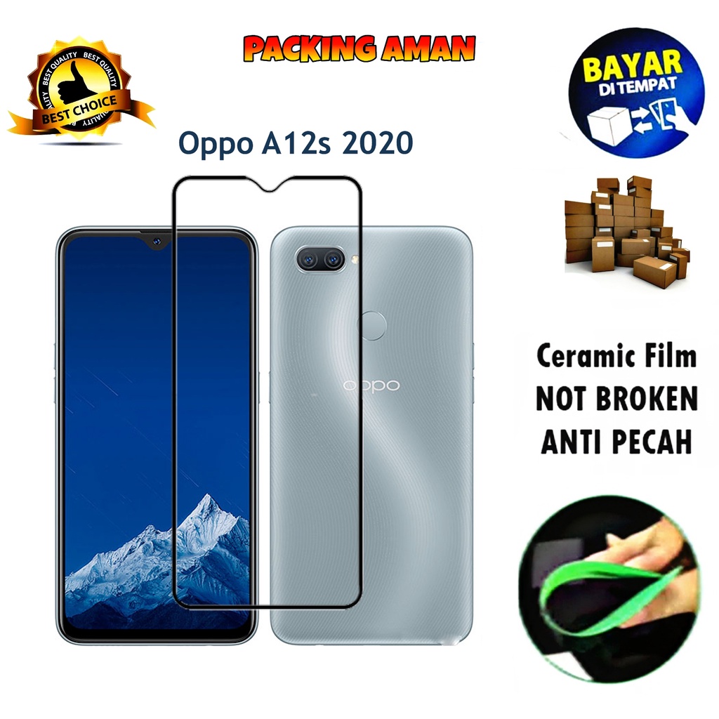 Tempered Glass Oppo A12s 2020 FULL COVER FULL SCREEN Ceramic Film Anti Gores