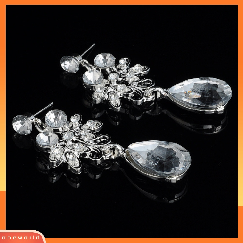 Set Perhiasan Kalung Anting Stud Berlian Imitasi Model Butterfly Teardrop Menjuntai Untuk Wanita