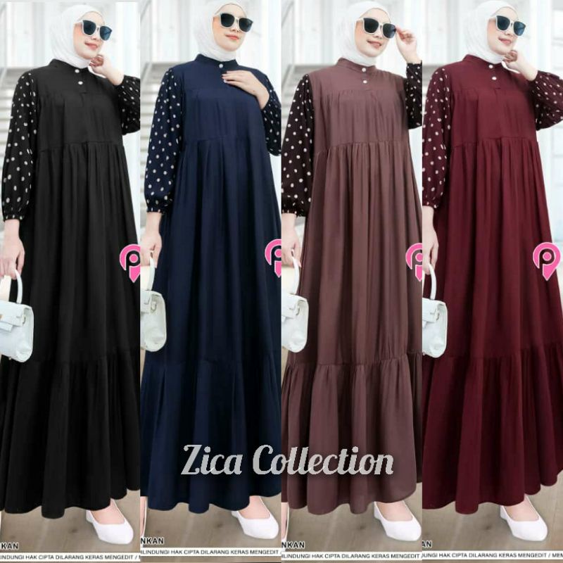 Midi Motif Original Pinkan Gamis Kombi Busui Bahan Rayon Viscose Premium / Moza Humaira