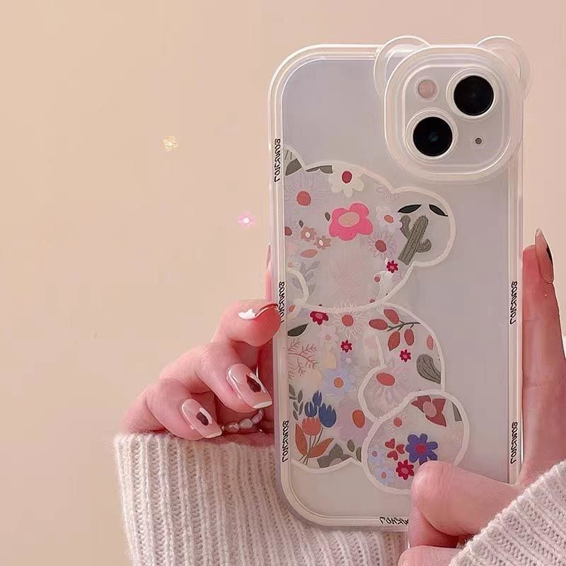 Soft Case Silikon Transparan Motif Beruang Untuk IPhone 12 13 11 Pro Max X Xs Max Xr 7 8 Plus Tmhx