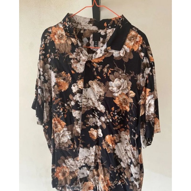 kemeja h&m flower shirt