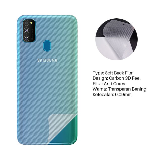 Garskin Carbon Samsung M30S Premium Back Screen Protector Pelindung Belakang HP