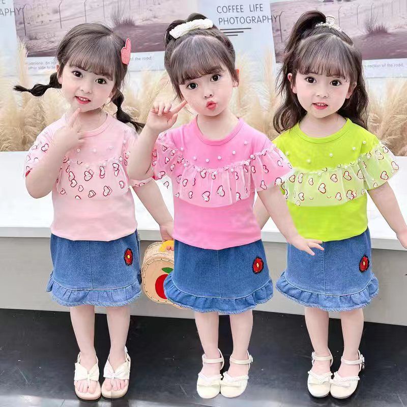 Set rok jeans anak import
