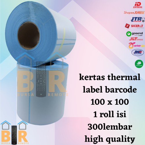 Label Kertas Thermal / Thermal Label barcode 100 x 150 1 &amp; 100 x 100 roll isi 300 lembar high quality