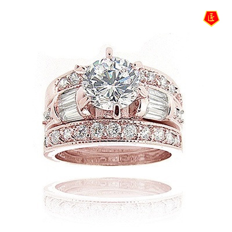 [Ready Stock]Creative Moissanite Micro Rhinestone Three Ring Set Elegant Graceful Personality