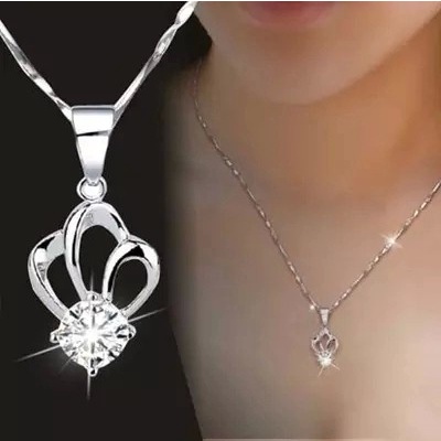 ✅COD 925 Sterling Silver Diamond Fashion Wanita Klavikula Rantai untuk Istri untuk Pacar Romantis Hadiah Ulang Tahun Kalung Perhiasan L94