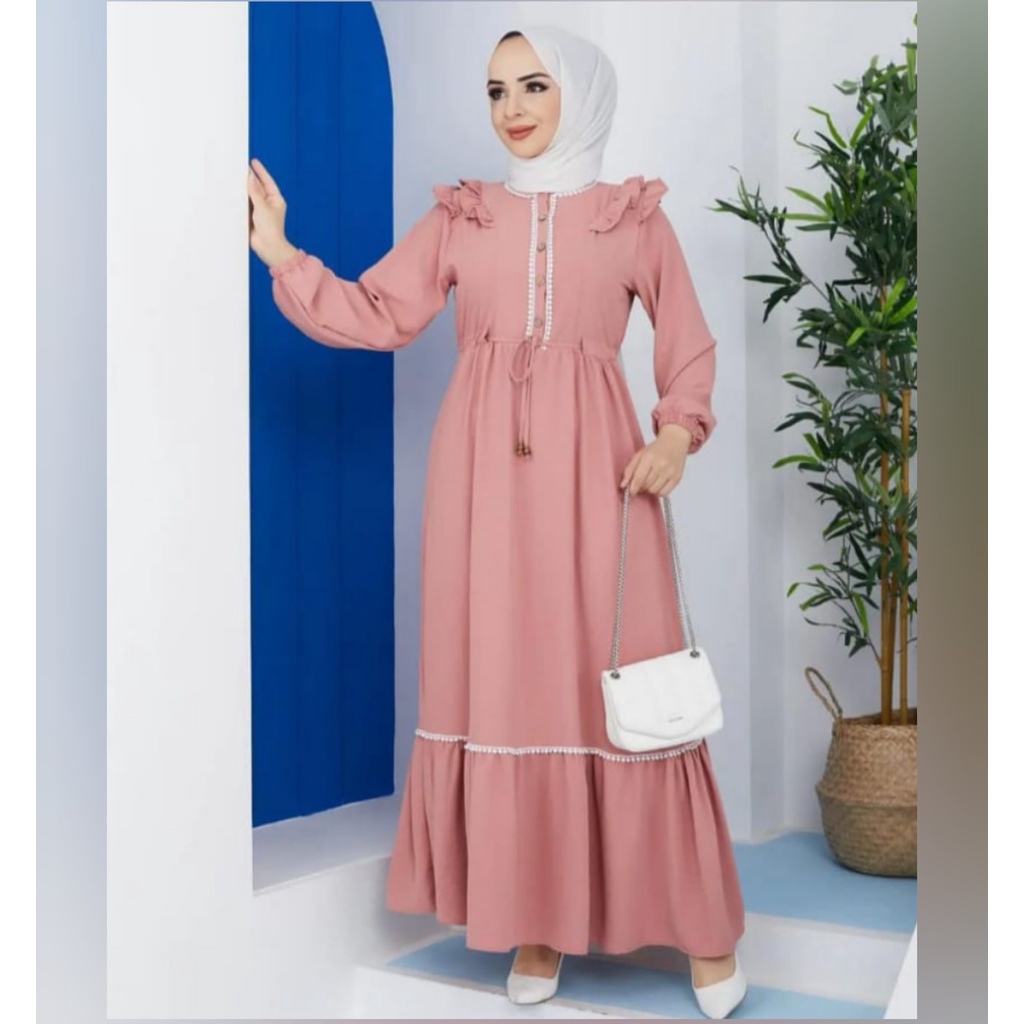 Baju Gamis Ceruty Babydoll Melissa Dress Busui Friendly Gamis Kondangan Modern Baju Wanita Jumbo Fashion Muslim