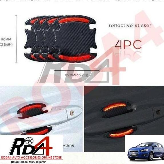 Outer Handle Carbon Stiker Reflektif Aveo Chevrolet rod4 Ayo Order